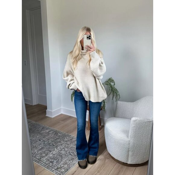 FREE PEOPLE Swim Too Deep Turtleneck Sweater in Tea Size Small - Picture 1 of 16